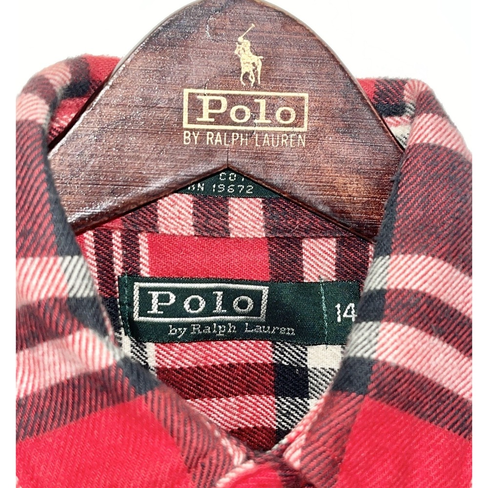 Polo Ralph Lauren Flannel Shirt Boys 14 Red Gray Outdoor Preppy Hiking Rigged‎ - Picture 4 of 4